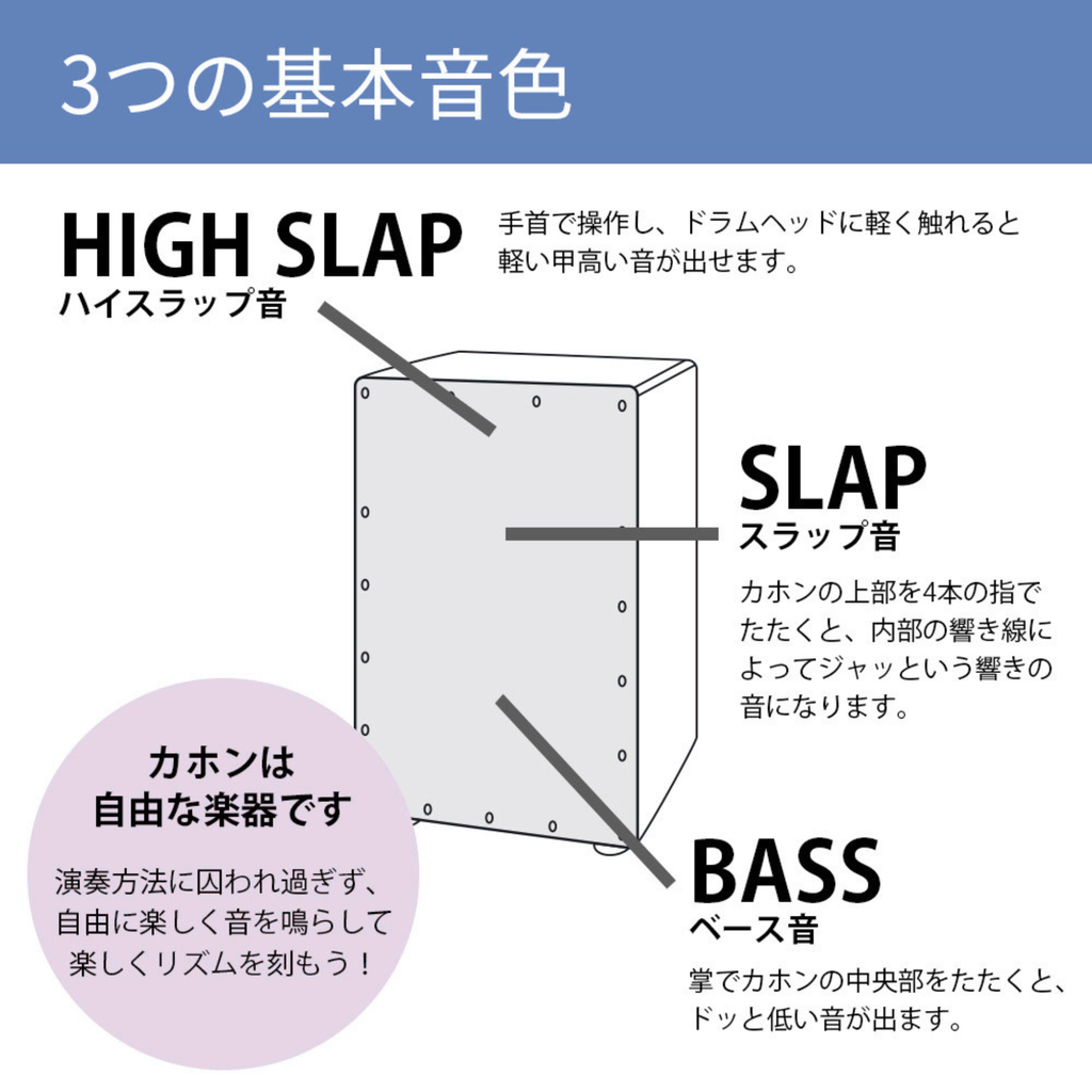 GECKO カホン CD01 フロントサウンドホール採用モデル【木製：ジンガナ/バーチ】ボックスドラム 内部ギター弦仕様（33×30×50cm）専用ケース付