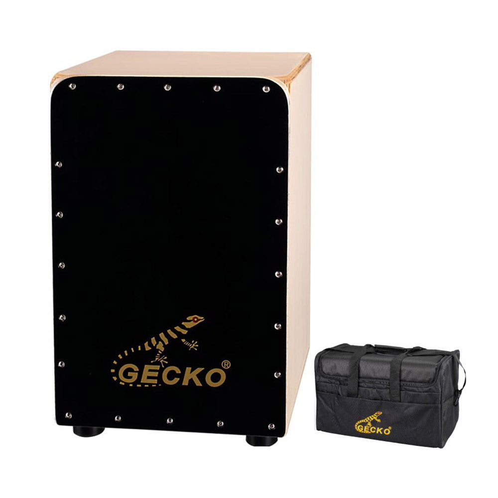GECKO カホン CL19BK ブラックウッド採用モデル【木製：ブラックウッド/バーチ】ボックスドラム 内部ギター弦仕様（31×30×48cm）専用ケース付