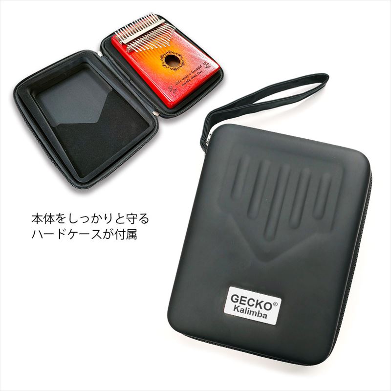GECKO カリンバ GKL-400 フラワーデザイン【17キー / C調】オクメ材採用 甘く美しい音色 親指ピアノ 専用ケース付