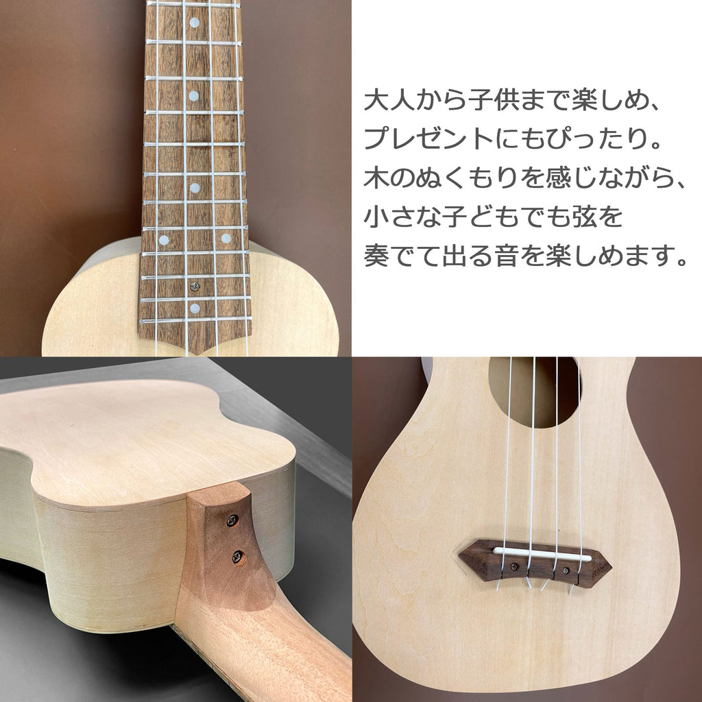 GECKO ウクレレ組立キット UDIY21 21インチ ソプラノサイズ【DIY・工作キット】工具・ボンド・コード表付き 自分だけの楽器を作るオールインワンセット