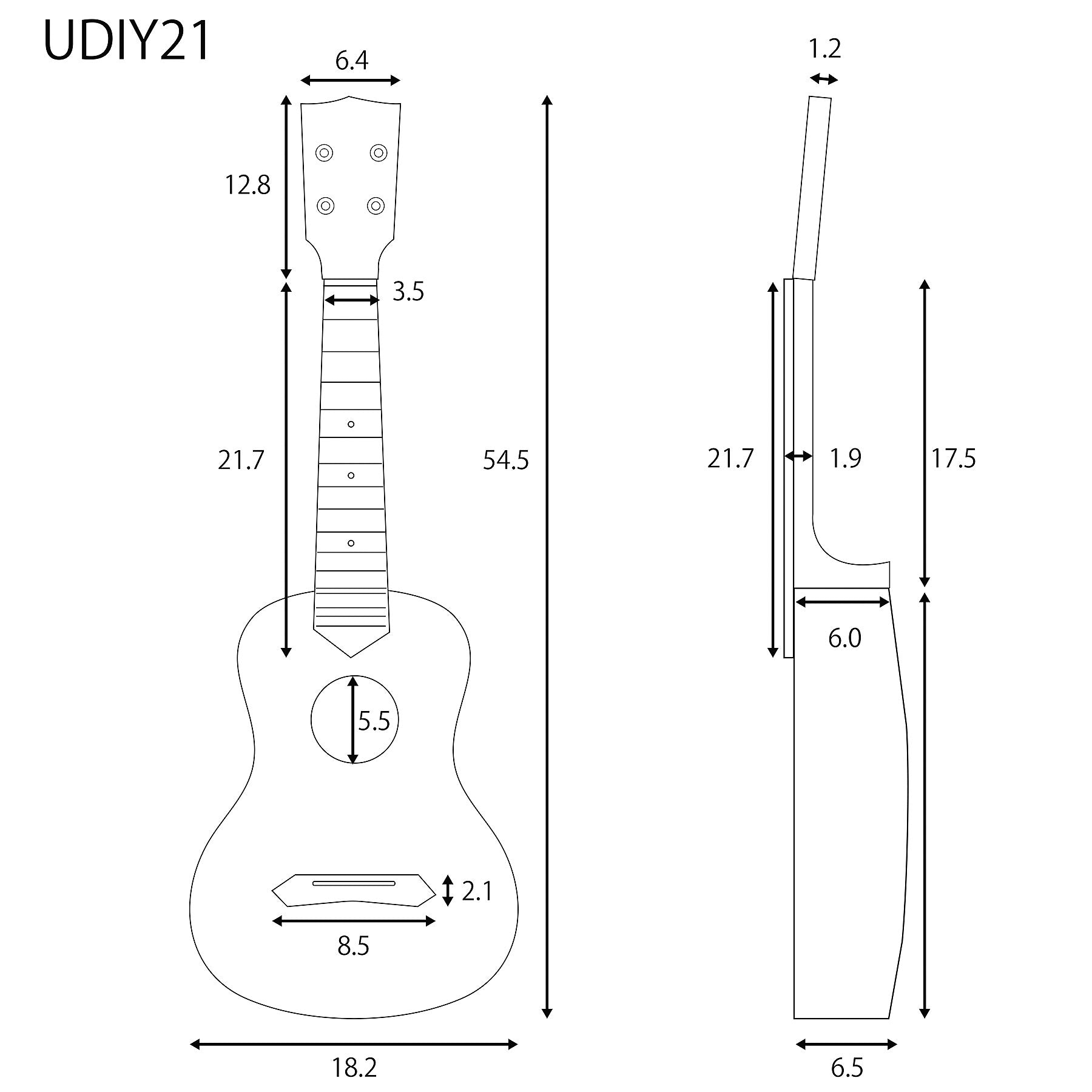 GECKO ウクレレ組立キット UDIY21 21インチ ソプラノサイズ【DIY・工作キット】工具・ボンド・コード表付き 自分だけの楽器を作るオールインワンセット